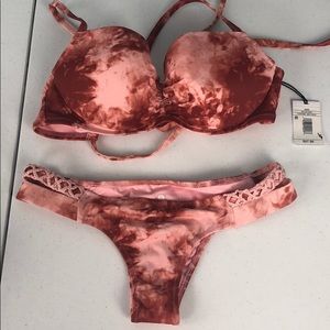 NWT shade & shore tie die biking s bottom 34d top